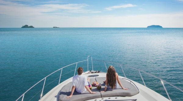 Boat cushions on luxury yacht